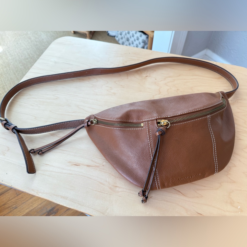 Lucky Brand Feyy Mini Sling Crossbody Bag // Brown Leather
